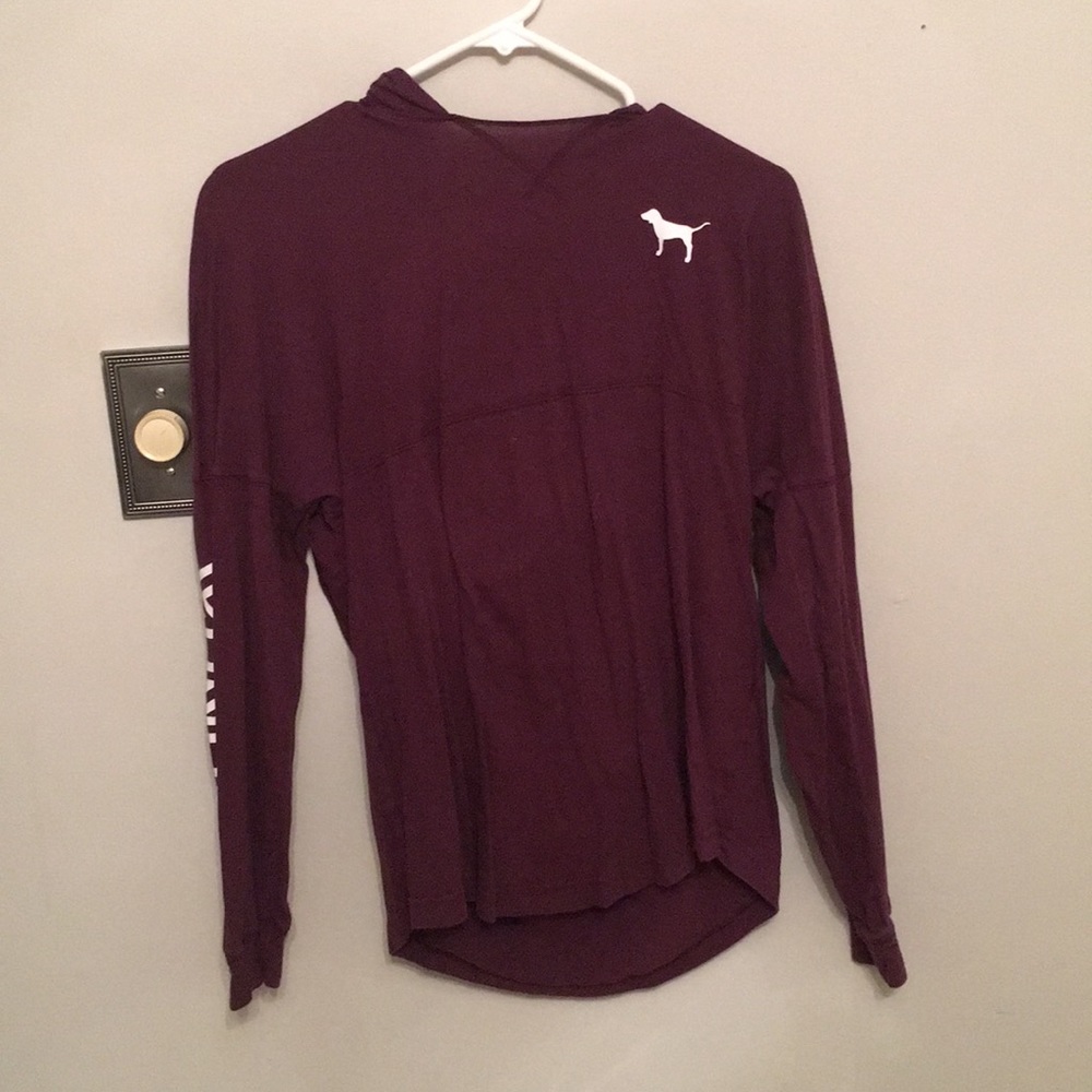 Maroon long sleeve hoodie from pink